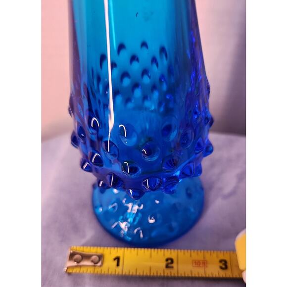 Fenton Blue Hobnail Colonial Swung Vase Pedestal 10"  MCM - M - Picture 6 of 7